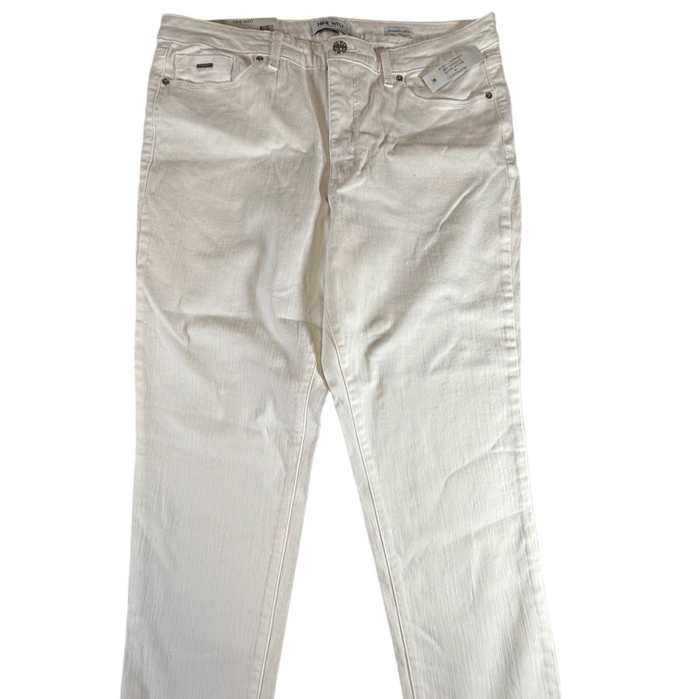 Nine West Gramercy Crop Jeans Womens 14 Bright White High Rise Denim NEW